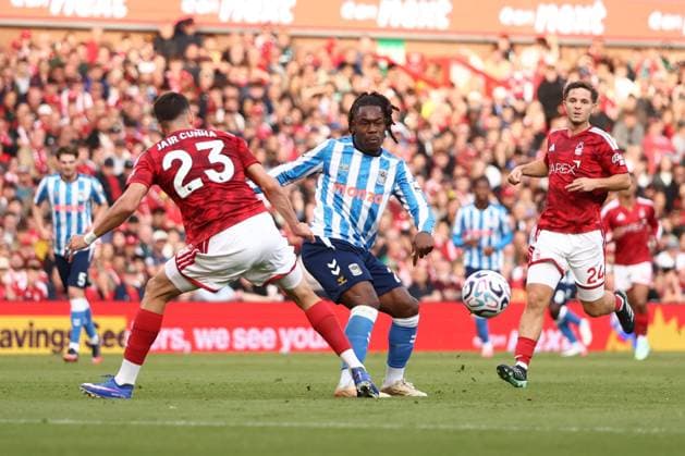 Brandon Thomas-Asante of Coventry City in action. Nottingham Forest v Coventry City, Premier League, Football, The City Ground, Nottingham, UK - 19 Sep 2026Nottingham The City Ground United Kingdom EDITORIAL USE ONLY No use with unauthorised audio, video, data, fixture lists, club league logos or live services. Online in-match use limited to 120 images, no video emulation. No use in betting, games or single club league player publications.  Copyright: xRyanxBrowne Shutterstockx 17158587fv