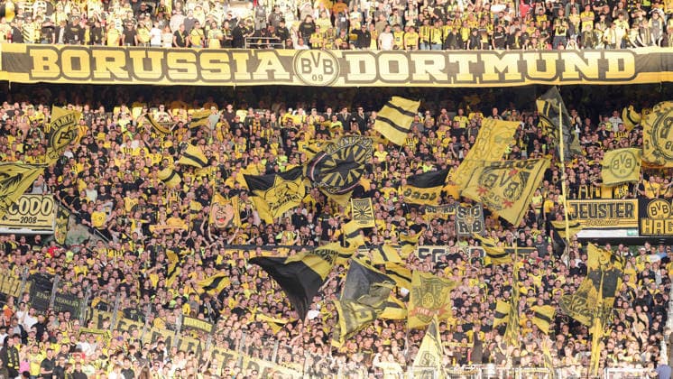 September 19, 2026, Germany, Stuttgart, Bundesliga, VfB Stuttgart vs. Borussia Dortmund, Dortmund fan section