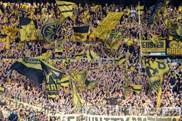 BVB Dortmund Fan Section, Germany, Soccer, Bundesliga 1, Matchday 4, 2026–2027, VfB Stuttgart vs. Borussia Dortmund, September 19, 2026, Stuttgart MHP Arena, Germany Copyright: xGrantxHubbsx