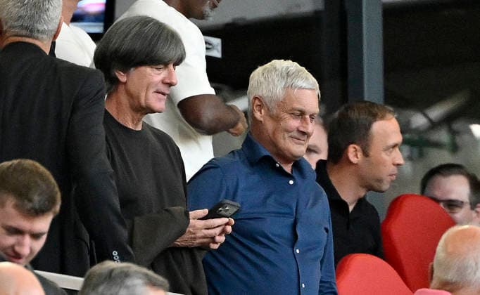 In the stands: Former national team coach Joachim Jogi Löw with former coach Armin Veh and Andreas Hinkel (right) — VfB Stuttgart vs. Borussia Dortmund (BVB), September 19, 2026. DFL regulations prohibit any use of photographs as image sequences and or quasi- VIDEO VfB Stuttgart vs. Borussia Dortmund (BVB)
