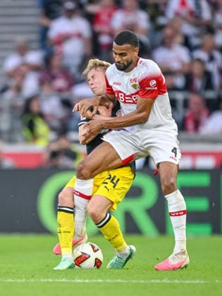 Daniel Svensson of Borussia Dortmund and Josha Vagnoman of VfB Stuttgart battle for the ball during the Bundesliga match between VfB Stuttgart and Borussia Dortmund, MHPArena on September 19, 2026, in Stuttgart, Germany Photo by Harry Langer DeFodi Images Daniel Svensson of Borussia Dortmund and Josha Vagnoman of VfB Stuttgart battle for the ball during the Bundesliga match between VfB Stuttgart and Borussia Dortmund at MHPArena on September 19, 2026, in Stuttgart, Germany. Photo by Harry Langer, DeFodi Images. DFB and DFL regulations prohibit any use of photographs as image sequences and or quasi-video. Photo by Harry Langer, DeFodi Images. DFB and DFL regulations prohibit any use of photographs as imSEQUENCES AND OR QUASI-VIDEO