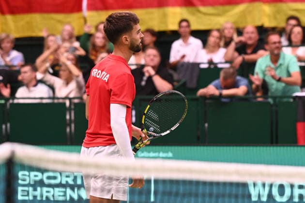 Victory cheers, cheering, joy, cheers, Dino PRIZMIC (CRO) vs. Daniel ALTMAIER (GER) – Davis Cup Qualifiers Round 2 on September 19, 2026, at the Heristo Arena in Westfalen, Germany Â