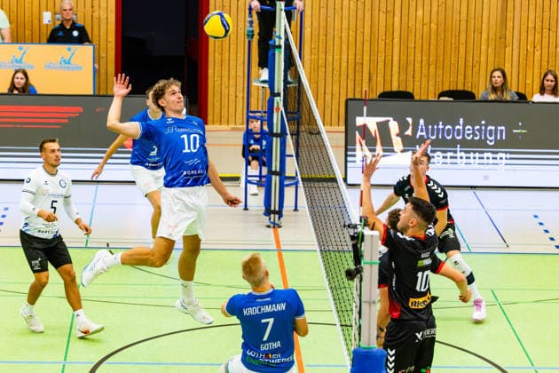 September 19, 2026, GER, Volleyball, Men, Season 26–27, 2nd Division South, Blue Volleys Gotha TV 1895 vs. Moemlingen, Lauritz Jastrow (Blue Volleys Gotha), 10 99867 Gotha, Sporthalle, Ernesti Sports Complex, Thuringia, Germany