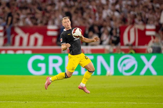 September 19, 2026, Soccer, Matchday 4 of the 1. Bundesliga, VfB Stuttgart vs. Borussia Dortmund, Julian Ryerson, Borussia Dortmund, Stuttgart, MHP Arena, Baden-Württemberg, Germany, xRHR PHOTO DEx Copyright: DennisxEwert RHR-FOTOx RHR-FOTO DE