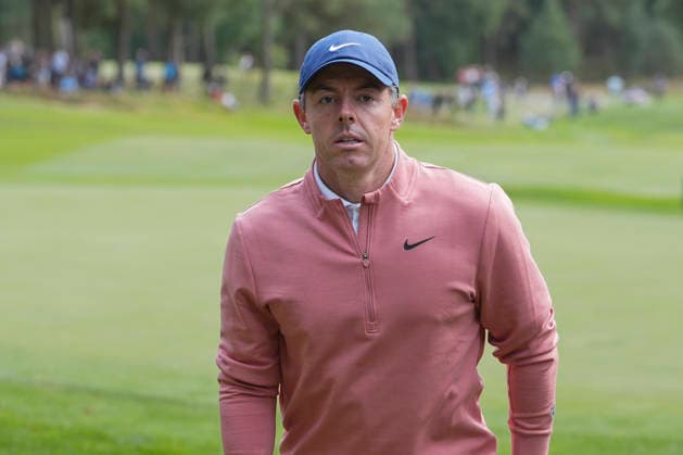 VIRGINIA WATER, ENGLAND - SEPTEMBER 19: Rory McIlroy (IRE) walks from the eleventh green during Round 3 at the BMW PGA, Golf Herren Championship at Wentworth Golf Club, Virginia Water on September 19, 2026 in Surrey, England The BMW PGA Championship