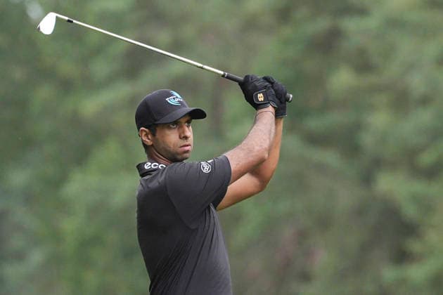 VIRGINIA WATER, ENGLAND - SEPTEMBER 19: Aaron Rai (ENG)plays from the twelfth fairway during Round 3 at the BMW PGA, Golf Herren Championship at Wentworth Golf Club, Virginia Water on September 19, 2026 in Surrey, England The BMW PGA Championship