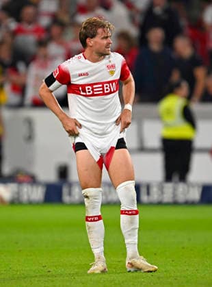 September 19, 2026, Soccer, 1. Bundesliga 2026–2027, Matchday 4, VfB Stuttgart vs. Borussia Dortmund, at the MHP Arena in Stuttgart, Finn Jeltsch Stuttgart is disappointed after the game