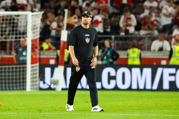 Sebastian Hoeneß, Hoeneß VfB Stuttgart, Coach after the game, Germany, Soccer, Bundesliga 1, Matchday 4, 2026–2027, VfB Stuttgart vs. Borussia Dortmund, September 19, 2026, Stuttgart MHP Arena, Germany Copyright: xGrantxHubbsx