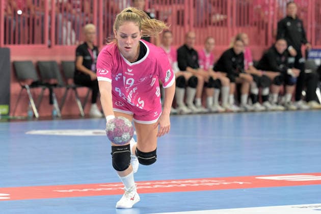 Johanna Farkas, TusSies Metzingen, 19 on the ball: TusSies Metzingen vs. Thueringer HC, Handball, Alsco HBF, Matchday 4, 2026–2027 season, September 19, 2026, TusSies Metzingen vs. Thuringer HC, Handball, Alsco HBF, Matchday 4, 2026–2027 Season, September 19, 2026, Tübingen Copyright: xEibner-Pressefotox EP_TBR