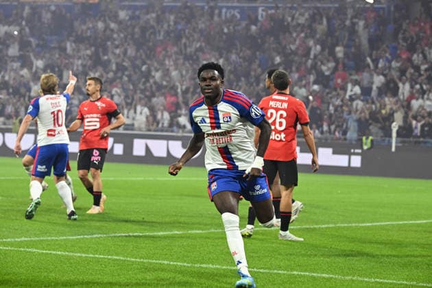 Football : Olympique Lyonnais v Rennes - French ligue 1- 19 09 2026 Ernest NOAMAH of Lyon SCORING GOAL during the French ligue 1 match between Olympique Lyonnais and Rennes at Groupama Stadium Decines Charpieu Lyon on September 19, 2026 , France LYONFrance  Copyright: xMouradxAllilix