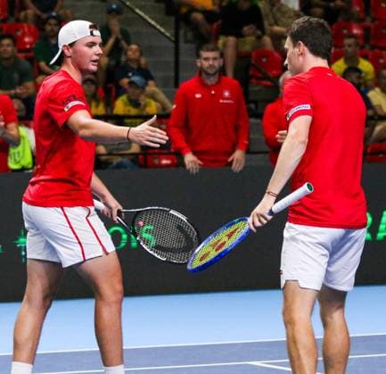 RECORD DATE NOT STATED Copa Davis - Orlando Luz and Rafael Matos (Brazil) vs. Jakub Paul and Dominic Stricker (Switzerland) Rio de Janeiro (RJ) 19 09 2026- Davis Cup Brazil Switzerland Tennis - Jakub Paul and Dominic Stricker, from Switzerland, during a doubles match against Brazilians Orlando Luz and Rafael Matos, for the Davis Cup, this Saturday (19), at the Farmasi Arena, in Rio de Janeiro.(Foto: Lucas Simonin Gomes Thenews2 imago images) SPO  Copyright: xLucasxSimoninxGomesx