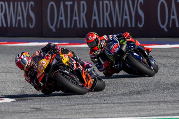 MOTO - MOTO GP - AUSTRIA GRAND PRIX 2026 23 BASTIANINI Enea (ita), Red Bull KTM Tech3, KTM RC16, action with 20 QUARTARARO Fabio (fra), Monster Energy Yamaha MotoGP Team, Yamaha YZR-M1 during the 2026 MotoGP Qatar Grand Prix of Austria, on the Red Bull Ring, from September 18 to 20, 2026 in Austria, Spielberg - SpielbergAustria  Copyright: xGIGIxSOLDANOx