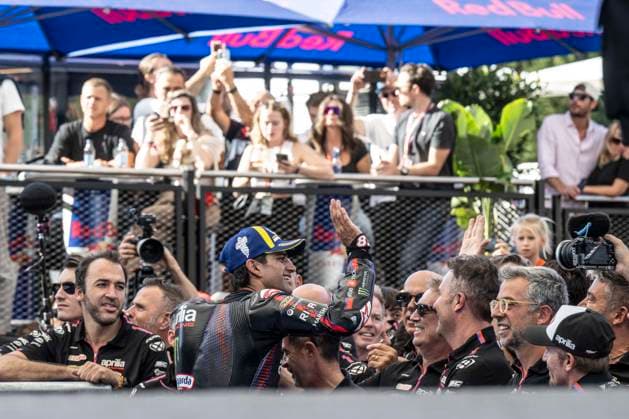 MOTO - MOTO GP - AUSTRIA GRAND PRIX 2026 MARTIN Jorge (spa), Aprilia Racing, Aprilia RS-GP26, portrait, celebrating his win in Sprint Race during the 2026 MotoGP Qatar Grand Prix of Austria, on the Red Bull Ring, from September 18 to 20, 2026 in Austria, Spielberg - SpielbergAustria  Copyright: xGIGIxSOLDANOx