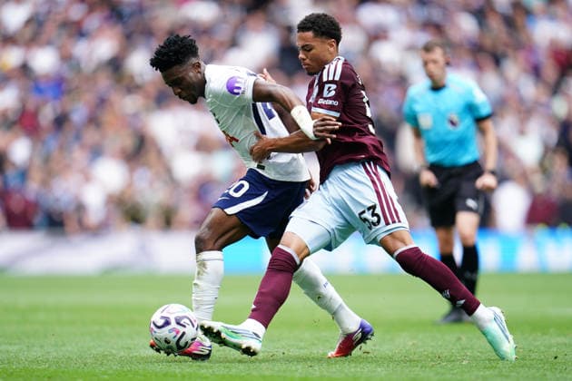 Premier League: Tottenham Hotspur v Aston Villa Mohammed Kudus of Tottenham Hotspur and George Hemmings of Aston Villa during the Premier League match Tottenham Hotspur vs Aston Villa at Tottenham Hotspur Stadium, London, United Kingdom on 19 September 2026 (Photo by Harvey Murphy News Images) Copyright: xHarveyxMurphy NewsxImagesx