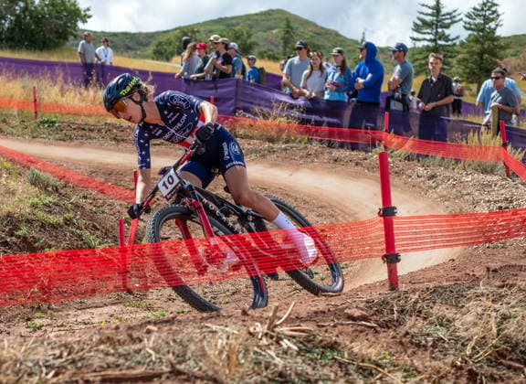 September 19, 2026: USAÃ¢â‚¬â ¢s Savila Blunk negotiates sweeping curves during elite mountain bike cycling action in the WOOP UCI World Series, Soldier Hollow Nordic Center, Midway, Utah. Larry Clouse CSM Images Midway United States - ZUMAc04_ 20260919_zma_c04_174 Copyright: xLarryxClouse Csmx