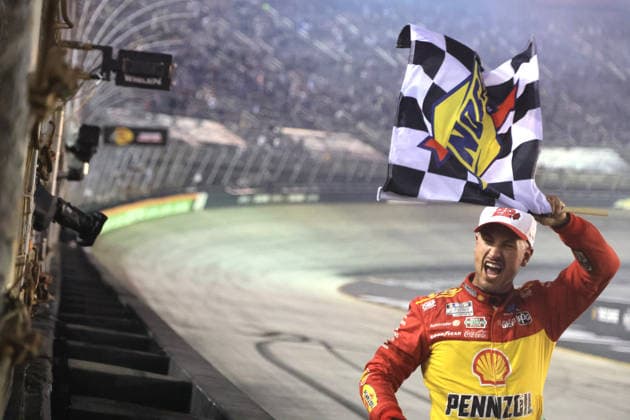 BRISTOL, TN - SEPTEMBER 19: Joey Logano ( 22 Team Penske Shell-Pennzoil Ford) celebrates after winning the NASCAR, Motorsport, USA Cup Series Playoffs Bass Pro Shops Night Race on September 19, 2026 at Bristol Motor Speedway in Bristol, TN. (Photo by Jeff Robinson Icon Sportswire) AUTO: SEP 19 NASCAR Cup Series Playoffs Bass Pro Shops Night Race EDITORIAL USE ONLY Icon26091921546