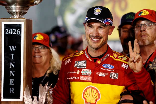 BRISTOL, TN - SEPTEMBER 19: Joey Logano ( 22 Team Penske Shell-Pennzoil Ford) celebrates after winning the NASCAR, Motorsport, USA Cup Series Playoffs Bass Pro Shops Night Race on September 19, 2026 at Bristol Motor Speedway in Bristol, TN. (Photo by Jeff Robinson Icon Sportswire) AUTO: SEP 19 NASCAR Cup Series Playoffs Bass Pro Shops Night Race EDITORIAL USE ONLY Icon26091921876