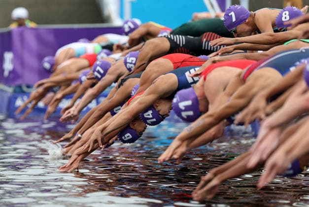 (260920) -- NAGOYA, Sept. 20, 2026 -- Athletes start during the men s individual triathlon final at the 20th Asian Games Aichi-Nagoya 2026 in Gamagori City of Aichi prefecture, Japan, Sept. 20, 2026. ) (SP)JAPAN-NAGOYA-ASIAN GAMES-TRIATHLON-MEN S DengxHua 