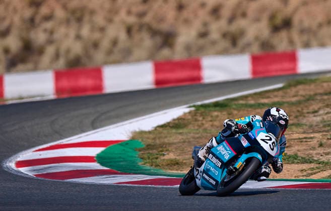 (260920) -- NAVARRA, Sept. 20, 2026 -- CFMOTO Aspar s rider Sun Shengbo of China competes during the race 1 of the ESBK Talent category at the 2026 Spanish Superbike Championship Navarra in Navarra, Spain, Sept. 19, 2026. (Photo by Xinhua) (SP)SPAIN-NAVARRA-ESBK TALENT-RACE 1 PabloxMorano 