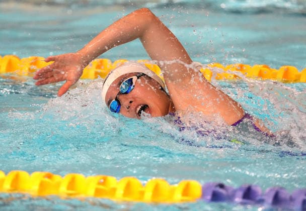 (260920) -- NAGOYA, Sept. 20, 2026 -- Fu Jing of China competes during the women s individual final, swimming round of Modern pentathlon, moderner Fünfkampf at the 20th Asian Games Aichi-Nagoya 2026 in Anjo city of Aichi Prefecture, Japan, Sept. 20, 2026. ) (SP)JAPAN-NAGOYA-ASIAN GAMES-MODERN PENTATHLON-WOMEN S INDIVIDUAL ZhouxMi 