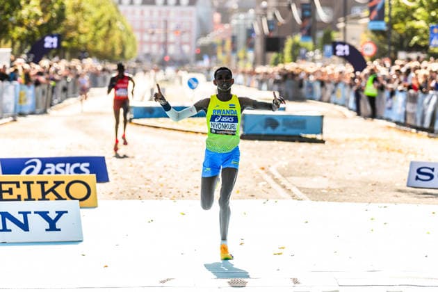 September 20, 2026: Florence Niyonkuru of Rwanda celebrates after the Copenhagen Half Marathon at the World Athletics Road Running Championships on September 20, 2026 in Copenhagen. Photo by Mathilda Schuler, BILDBYRAN, code MA MA1036. athletics, world athletics road running championships, Copenhagen Half Marathon 2026, BBENG Half Marathon, celebration  Copyright: MATHILDAxSCHULER BB260920MA032