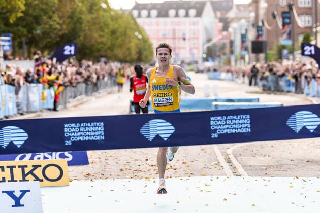 September 20, 2026: Andreas Almgren of Sweden during the Copenhagen Half Marathon at the World Athletics Road Running Championships on September 20, 2026 in Copenhagen. Photo by Mathilda Schuler, BILDBYRAN, code MA MA1036. track and field, athletics, friidrett, World Athletics Road Running Championships, Copenhagen Half Marathon 2026, BBENG Half Marathon  Copyright: MATHILDAxSCHULER BB260920MA044