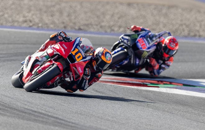 MOTORSPORTS - MotoGP, GP of Austria 2026 SPIELBERG,AUSTRIA,20.SEP.26 - MOTORSPORTS - MotoGP, Grand Prix of Austria, Red Bull Ring. Image shows Luca Marini (ITA Honda HRC Castrol) and Fabio Quartararo (FRA Monster Energy Yamaha MotoGP). Keywords: warm up.  GEPAxpictures xHaraldxSteiner