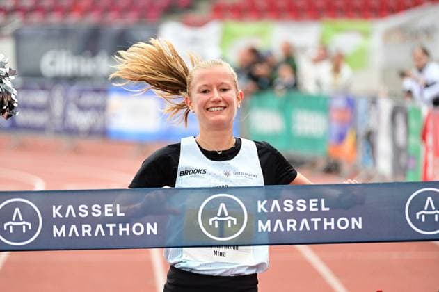 September 20, 2026 xkhx Kassel Kassel Marathon 2026 Half Marathon (Men and Women): Yellow (Half), Red (Marathon), Green (Relay); Nina Reuther at the finish line