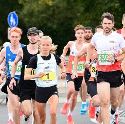 September 20, 2026 xkhx Kassel Kassel Marathon 2026 Half Marathon (Men and Women): Yellow (Half), Red (Marathon), Green (Relay); Nina Reuther on the course