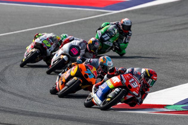 MOTORSPORTS - MotoGP, GP of Austria 2026 SPIELBERG,AUSTRIA,20.SEP.26 - MOTORSPORTS - Moto2, Grand Prix of Austria, Red Bull Ring. Image shows Adrian Cruces (ESP CIP Green Power), Casey O Gorman (IRL SIC58 Squadra Corse), Veda Pratama (INA Honda Team Asia), Valentin Perrone (ARG Red Bull KTM Tech3) and Hakim Danish (MAS AEON Credit - MT Helmets - MSI).  GEPAxpictures xMaticxKlansek