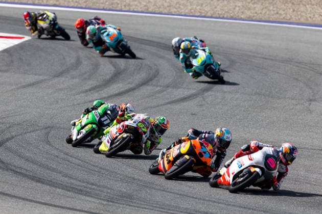 MOTORSPORTS - MotoGP, GP of Austria 2026 SPIELBERG,AUSTRIA,20.SEP.26 - MOTORSPORTS - Moto2, Grand Prix of Austria, Red Bull Ring. Image shows Adrian Cruces (ESP CIP Green Power), Casey O Gorman (IRL SIC58 Squadra Corse), Valentin Perrone (ARG Red Bull KTM Tech3) and Veda Pratama (INA Honda Team Asia).  GEPAxpictures xMaticxKlansek