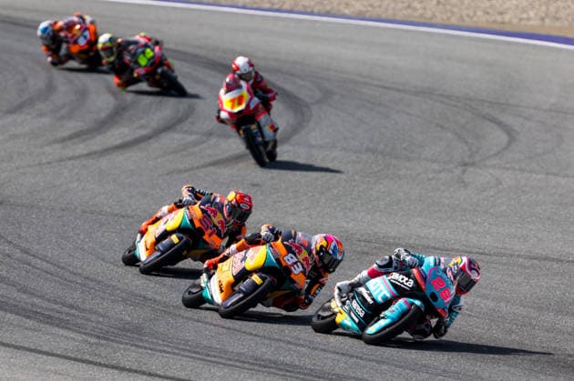 MOTORSPORTS - MotoGP, GP of Austria 2026 SPIELBERG,AUSTRIA,20.SEP.26 - MOTORSPORTS - Moto3, Grand Prix of Austria, Red Bull Ring. Image shows Brian Uriarte (ESP Red Bull KTM Ajo), çlvaro Carpe (ESP Red Bull KTM Ajo) and Maximo Quiles (ESP CFMOTO Gaviota Aspar Team).  GEPAxpictures xMaticxKlansek