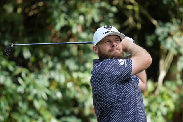 VIRGINIA WATER, ENGLAND - SEPTEMBER 20: Tyrrell Hatton (ENG) plays from the seventh tee during Round 4 at the BMW PGA, Golf Herren Championship at Wentworth Golf Club, Virginia Water on September 20, 2026 in Surrey, England The BMW PGA Championship