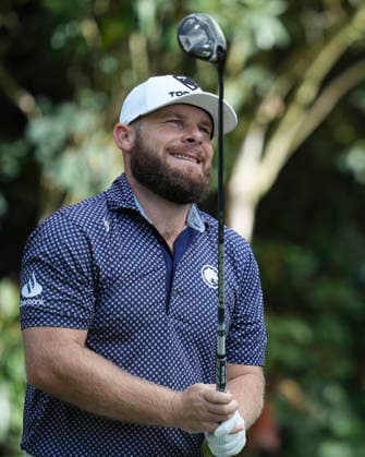 VIRGINIA WATER, ENGLAND - SEPTEMBER 20: Tyrrell Hatton (ENG) plays from the seventh tee during Round 4 at the BMW PGA, Golf Herren Championship at Wentworth Golf Club, Virginia Water on September 20, 2026 in Surrey, England The BMW PGA Championship