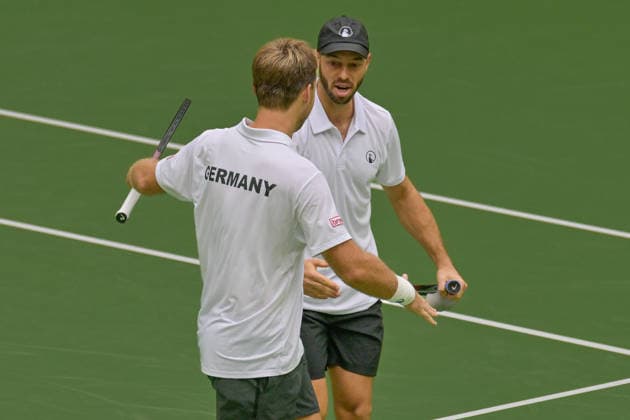 Victory celebration Victory celebration Emotion Joy Kevin Krawietz GER Tim Pütz Puetz September 20, 2026 ¢ Tennis ¢ Davis Cup Qualifiers, 2nd Round ¢ Germany vs. Croatia, Heristo Arena, Halle Westfalen, North Rhine-Westphalia, Germany Copyright: xpepphotox xHorstxMauelshagenx pep00321, pep_20260920_hm