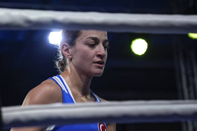 2026 European Boxing Championships in Bulgaria SOFIA, BULGARIA - SEPTEMBER 20: Buse Naz Cakiroglu (blue) of Turkiye competes against Zeynab Rahimova (not seen) of Azerbaijan during the women s 54kg category match at the 2026 European Boxing Championships at Asics Arena in Sofia, Bulgaria on September 20, 2026. Osmancan Gurdogan Anadolu Sofia Bulgaria. Editorial use only. Please get in touch for any other usage.  Copyright: x2026xAnadoluxOsmancanxGurdoganx