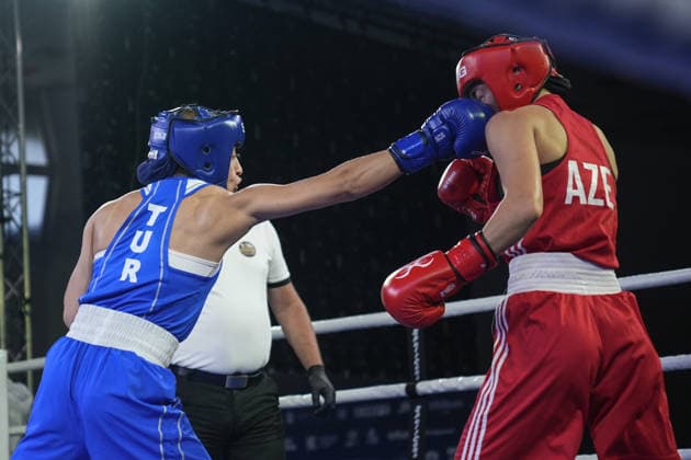 2026 European Boxing Championships in Bulgaria SOFIA, BULGARIA - SEPTEMBER 20: Buse Naz Cakiroglu (blue) of Turkiye competes against Zeynab Rahimova (red) of Azerbaijan during the women s 54kg category match at the 2026 European Boxing Championships at Asics Arena in Sofia, Bulgaria on September 20, 2026. Osmancan Gurdogan Anadolu Sofia Bulgaria. Editorial use only. Please get in touch for any other usage.  Copyright: x2026xAnadoluxOsmancanxGurdoganx