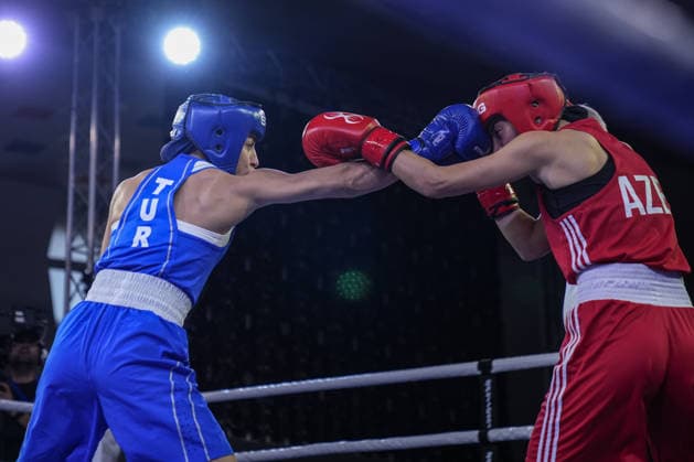 2026 European Boxing Championships in Bulgaria SOFIA, BULGARIA - SEPTEMBER 20: Buse Naz Cakiroglu (blue) of Turkiye competes against Zeynab Rahimova (red) of Azerbaijan during the women s 54kg category match at the 2026 European Boxing Championships at Asics Arena in Sofia, Bulgaria on September 20, 2026. Osmancan Gurdogan Anadolu Sofia Bulgaria. Editorial use only. Please get in touch for any other usage.  Copyright: x2026xAnadoluxOsmancanxGurdoganx