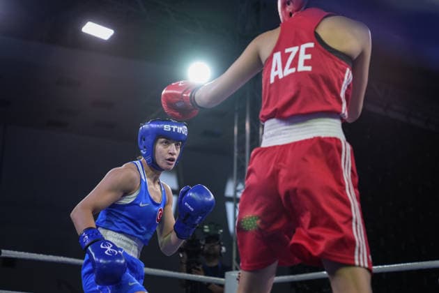 2026 European Boxing Championships in Bulgaria SOFIA, BULGARIA - SEPTEMBER 20: Buse Naz Cakiroglu (blue) of Turkiye competes against Zeynab Rahimova (red) of Azerbaijan during the women s 54kg category match at the 2026 European Boxing Championships at Asics Arena in Sofia, Bulgaria on September 20, 2026. Osmancan Gurdogan Anadolu Sofia Bulgaria. Editorial use only. Please get in touch for any other usage.  Copyright: x2026xAnadoluxOsmancanxGurdoganx