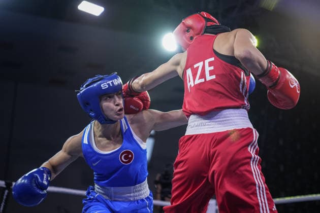 2026 European Boxing Championships in Bulgaria SOFIA, BULGARIA - SEPTEMBER 20: Buse Naz Cakiroglu (blue) of Turkiye competes against Zeynab Rahimova (red) of Azerbaijan during the women s 54kg category match at the 2026 European Boxing Championships at Asics Arena in Sofia, Bulgaria on September 20, 2026. Osmancan Gurdogan Anadolu Sofia Bulgaria. Editorial use only. Please get in touch for any other usage.  Copyright: x2026xAnadoluxOsmancanxGurdoganx