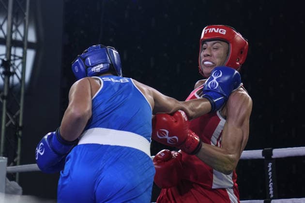2026 European Boxing Championships in Bulgaria SOFIA, BULGARIA - SEPTEMBER 20: Milena Matovic (blue) of Serbia competes against Maelys Richol (red) of France during the women s 70kg category match at the 2026 European Boxing Championships held at Asics Arena in Sofia, Bulgaria, on September 20, 2026. Osmancan Gurdogan Anadolu Sofia Bulgaria. Editorial use only. Please get in touch for any other usage.  Copyright: x2026xAnadoluxOsmancanxGurdoganx