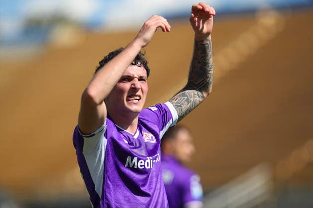 Alex Jimenez of Fiorentina AFC celebrates the goal of 1-1 scored during the serie A match between ACF Fiorentina and SSC Napoli at Artemio Franchi Stadium in Firenze (Italy), September 20, 2026. massimilianoxcarnabuci