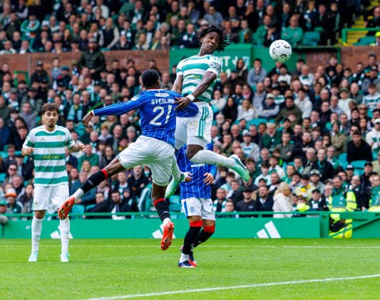 20.09.2026 Celtic v Rangers, SPFL Premiership : Shumaira Mhueka just fails to connect with a late header  Copyright: xKennyxRamsayx NINTCHDBPICT001109874284
