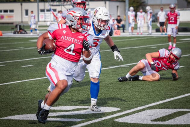 AMERICAN FOOTBALL - U19 European Championship, EM, Europameisterschaft VIENNA,AUSTRIA,20.SEP.26 - AMERICAN FOOTBALL - IFAF Men s U19 European Championships, Austria vs Czech Republic. Image shows Marvyn Benedikt Acenas(AUT).  GEPAxpictures xDavidxBitzan