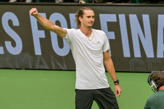 Alexander Zverev (GER) pumps his fist in celebration of his victory, September 20, 2026 ¢ Tennis ¢ Davis Cup Qualifiers, 2nd Round ¢ Germany vs. Croatia, Heristo Arena, Halle Westfalen, North Rhine-Westphalia, Germany Copyright: xpepphotox xHorstxMauelshagenx pep00321, pep_20260920_hm
