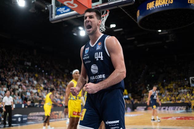 September 20, 2026, GER, Basketball, Bundesliga 1 Matchday, 2026–2027 Season, Oldenburg, EWE Arena, EWE Baskets Oldenburg vs. Syntainics MBC; Jure PLANINIC of Syntainics MBC scored 44 points; Oldenburg, EWE Arena, Lower Saxony, Germany Copyright: xnordphotoxGmbHx xRojahnx