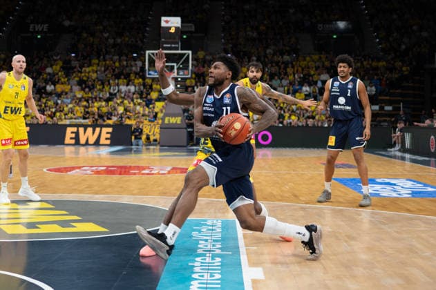 September 20, 2026, GER, Basketball, Bundesliga 1 Matchday, 2026–2027 Season, Oldenburg, EWE Arena, EWE Baskets Oldenburg vs. Syntainics MBC Anthony GAINES Syntainics MBC 11 Oldenburg EWE Arena Lower Saxony Germany Copyright: xnordphotoxGmbHx xRojahnx