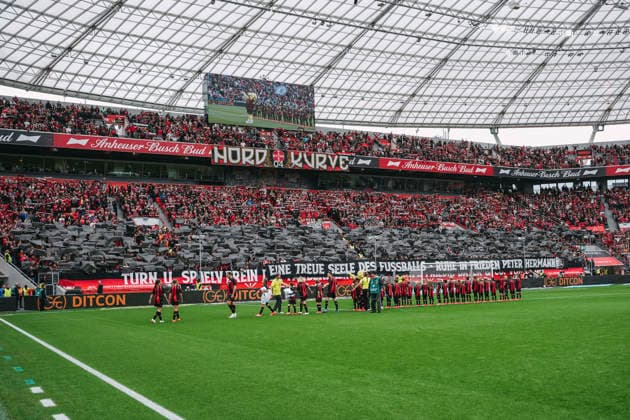 September 20, 2026, xjmrgnx, Soccer, Bundesliga 1, Bayer 04 Leverkusen vs. RB Leipzig – Choreography by Leverkusen fans for Peter Hermann. DFL and DFB regulations prohibit any use of photographs as image sequences and or quasi-video. Leverkusen