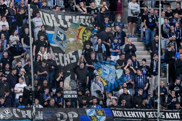 The Ultras of SV Waldhof Mannheim wave their flags in the fan section; home fans, fan block, looking forward to the game; fans, audience, spectators, mood, atmosphere, stadium, September 20, 2026, Mannheim, Germany, soccer, 3rd Division, SV Waldhof Mannheim vs. SC Preußen Münster, DFB and DFL regulations prohibit any use of photographs as image sequences and or quasi-video xozx