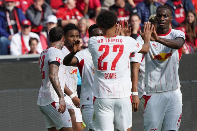 Leverkusen Soccer, 2026–2027 Bundesliga Season: Bayer 04 Leverkusen vs. RB Leipzig, September 20, 2026, BayArena, Leverkusen—RB Leipzig celebrates